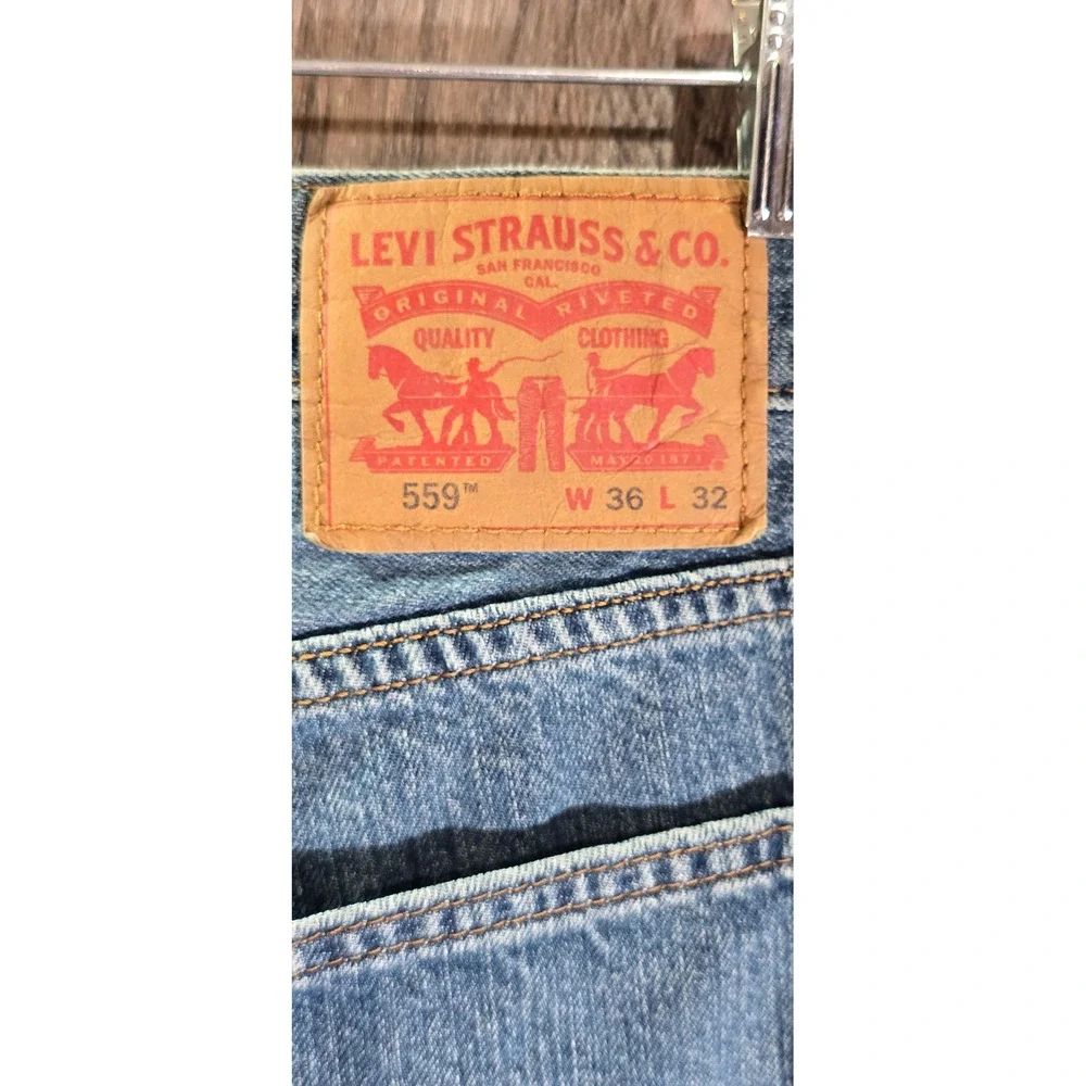 Levi's 559 Relaxed Straight Denim Blue jeans Mens Tag Sz 36x32 Measures 36x30‎